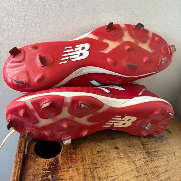 New Balance Red White Metal Baseball Cleats L4040TR5 Rev-Lite Men's 12 - Picture 4 of 12